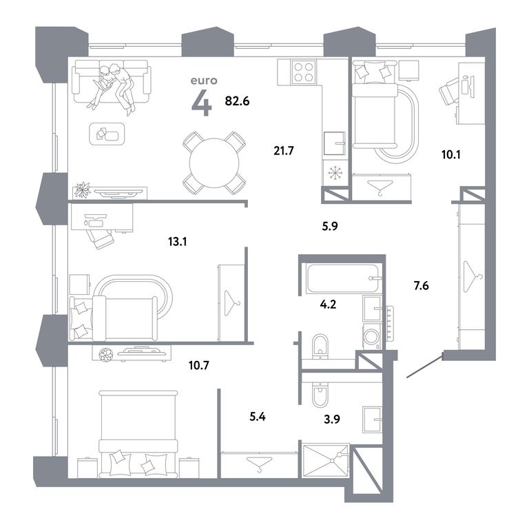 3-BD Apartment Sale, 82.6 sq. m. at Strana.Zarechnaja, Ilovayskaya Street, Moscow, Russia #1 3-BD Apartment Sale, 82.6 sq. m. at Strana.Zarechnaja, Ilovayskaya Street, Moscow, Russia #1