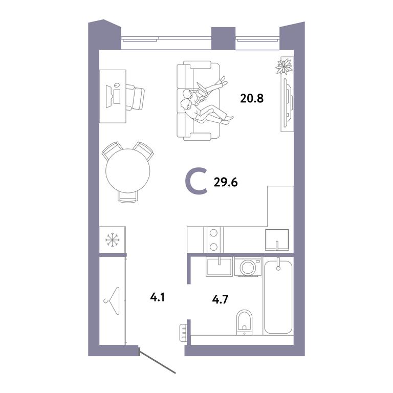 Apartment Sale, 29.6 sq. m. at Strana.Zarechnaja, Ilovayskaya Street, Moscow, Russia #1