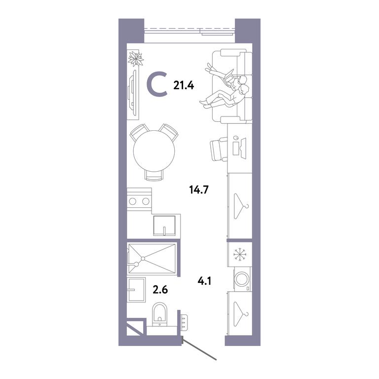 Продажа квартиры, 21,4 м² в ЖК «Страна.Заречная», Иловайская улица, Москва, Россия #1