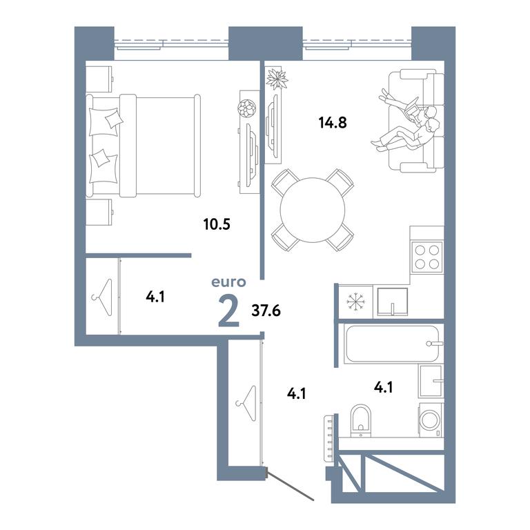 1-BD Apartment Sale, 37.6 sq. m. at Strana.Zarechnaja, Ilovayskaya Street, Moscow, Russia #1 1-BD Apartment Sale, 37.6 sq. m. at Strana.Zarechnaja, Ilovayskaya Street, Moscow, Russia #1