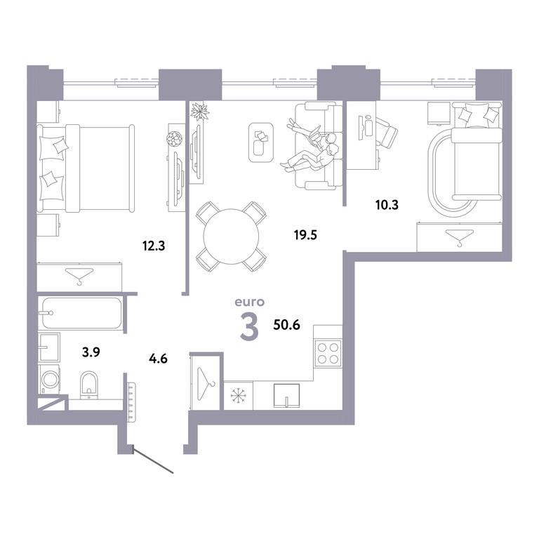 2-BD Apartment Sale, 50.6 sq. m. at Strana.Zarechnaja, Ilovayskaya Street, Moscow, Russia #2 2-BD Apartment Sale, 50.6 sq. m. at Strana.Zarechnaja, Ilovayskaya Street, Moscow, Russia #2