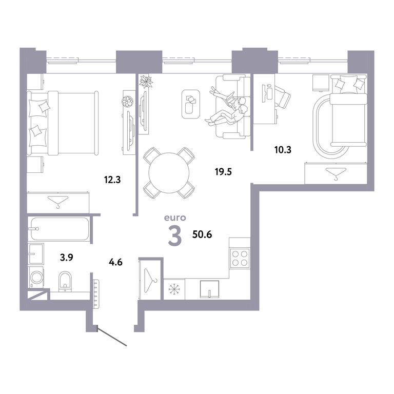 2-BD Apartment Sale, 50.6 sq. m. at Strana.Zarechnaja, Ilovayskaya Street, Moscow, Russia #1 2-BD Apartment Sale, 50.6 sq. m. at Strana.Zarechnaja, Ilovayskaya Street, Moscow, Russia #1