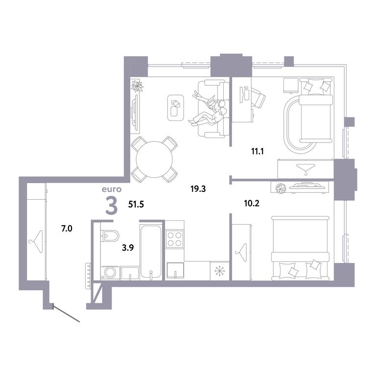 2-BD Apartment Sale, 51.5平方米 at Strana.Zarechnaja, Ilovayskaya Street, Moscow, Russia #1 2-BD Apartment Sale, 51.5平方米 at Strana.Zarechnaja, Ilovayskaya Street, Moscow, Russia #1