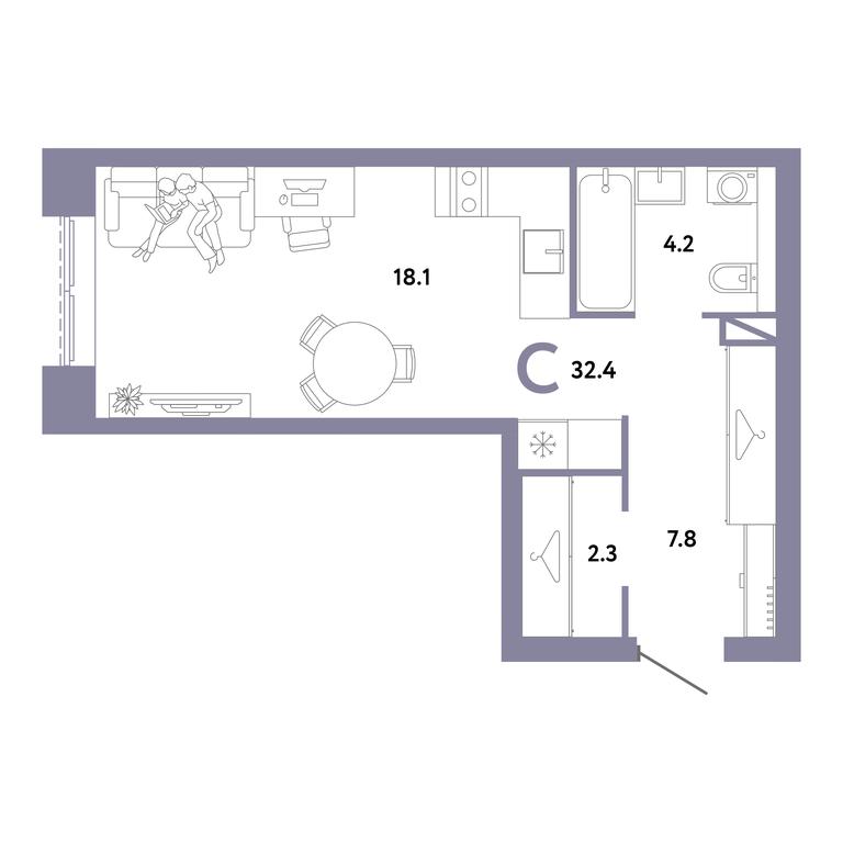 Apartment Sale, 32.4 sq. m. at Strana.Zarechnaja, Ilovayskaya Street, Moscow, Russia #1