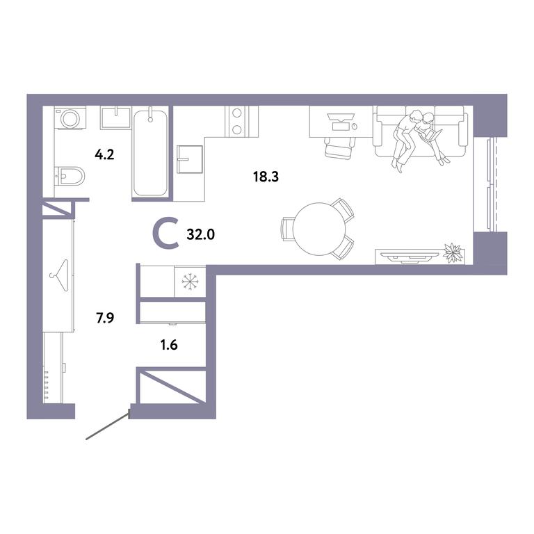 Apartment Sale, 32 sq. m. at Strana.Zarechnaja, Ilovayskaya Street, Moscow, Russia #1