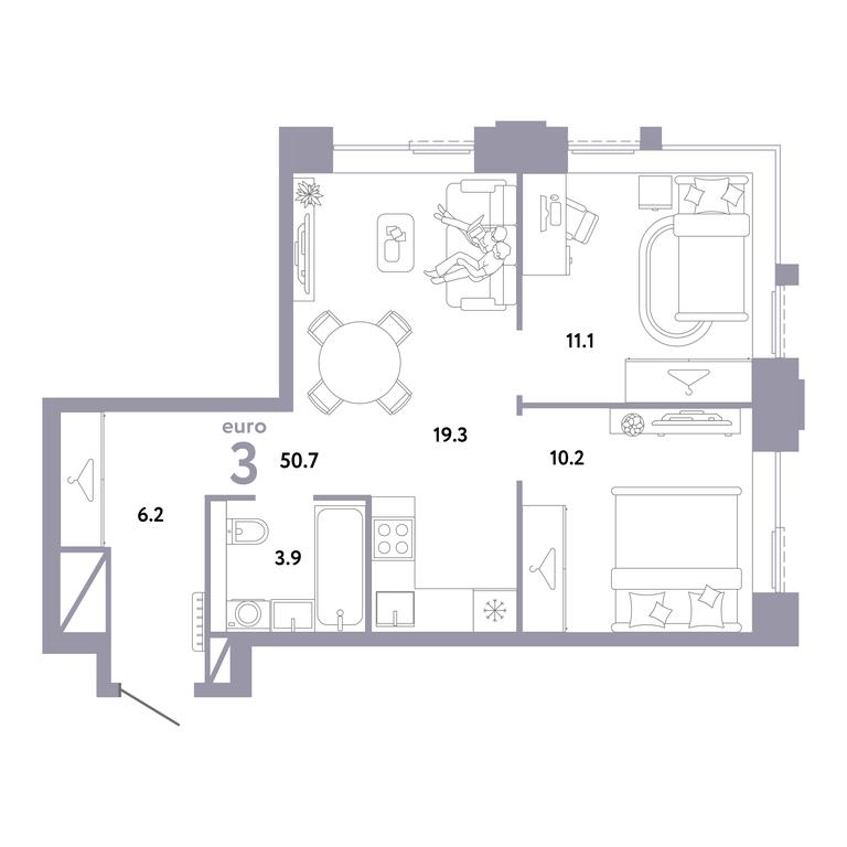 2-BD Apartment Sale, 50.7平方米 at Strana.Zarechnaja, Ilovayskaya Street, Moscow, Russia #2 2-BD Apartment Sale, 50.7平方米 at Strana.Zarechnaja, Ilovayskaya Street, Moscow, Russia #2