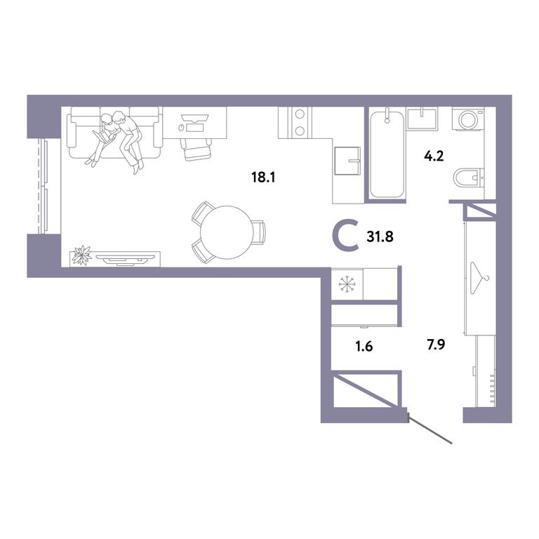 Apartment Sale, 31.8 sq. m. at Strana.Zarechnaja, Ilovayskaya Street, Moscow, Russia #1