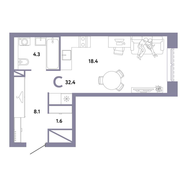Продажа квартиры, 32,4 м² в ЖК «Страна.Заречная», Иловайская улица, Москва, Россия #1