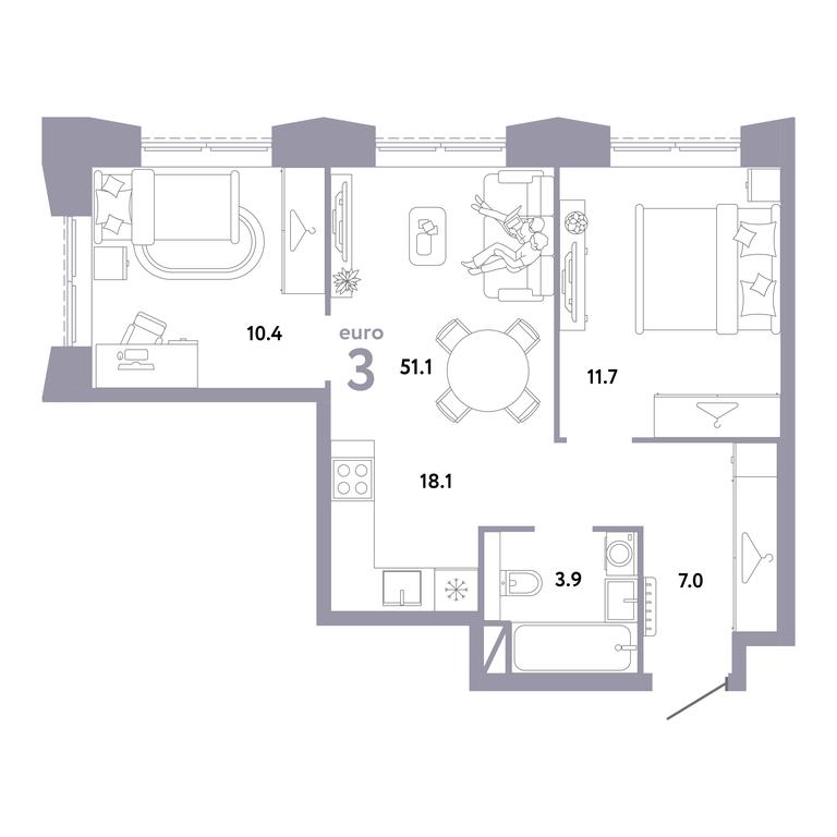 2-BD Apartment Sale, 51.1平方米 at Strana.Zarechnaja, Ilovayskaya Street, Moscow, Russia #1 2-BD Apartment Sale, 51.1平方米 at Strana.Zarechnaja, Ilovayskaya Street, Moscow, Russia #1
