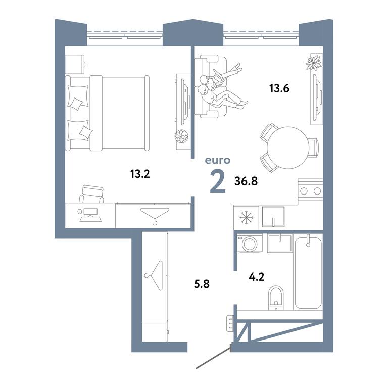 1-BD Apartment Sale, 36.8 sq. m. at Strana.Zarechnaja, Ilovayskaya Street, Moscow, Russia #1