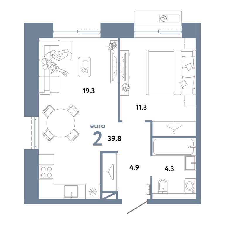 1-BD Apartment Sale, 39.8 sq. m. at Strana.Zarechnaja, Ilovayskaya Street, Moscow, Russia #1