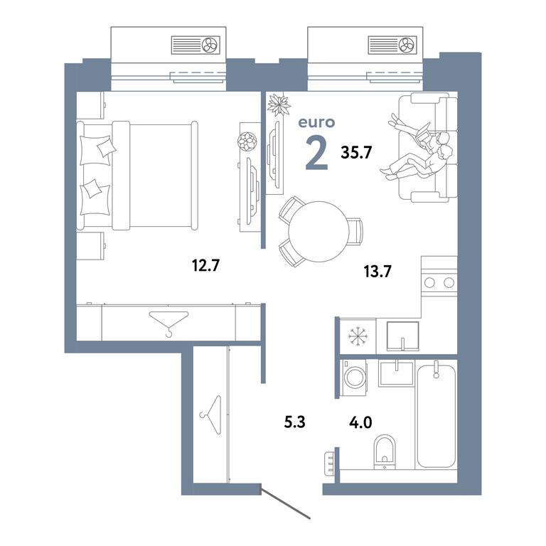 1-BD Apartment Sale, 35.7 sq. m. at Strana.Zarechnaja, Ilovayskaya Street, Moscow, Russia #1