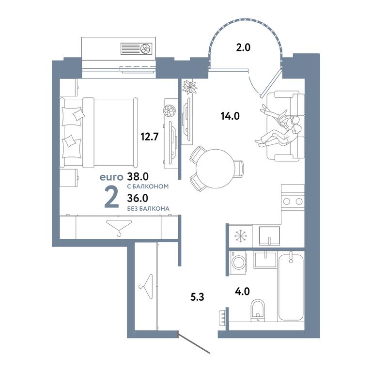 1-BD Apartment Sale, 38 sq. m. at Strana.Zarechnaja, Ilovayskaya Street, Moscow, Russia #1