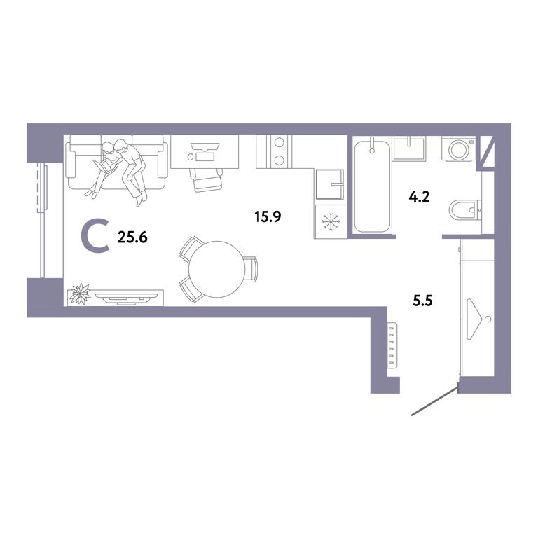Apartment Sale, 25.6 sq. m. at Strana.Zarechnaja, Ilovayskaya Street, Moscow, Russia #1