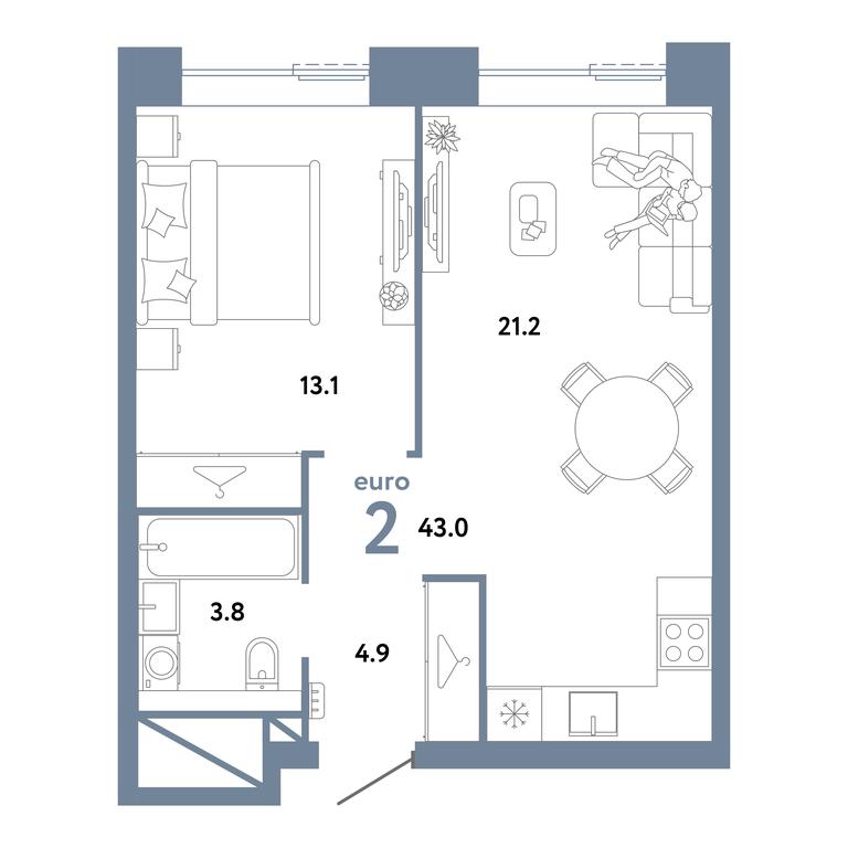 Продажа 1-комн. квартиры, 43 м² в ЖК «Страна.Заречная», Иловайская улица, Москва, Россия #1