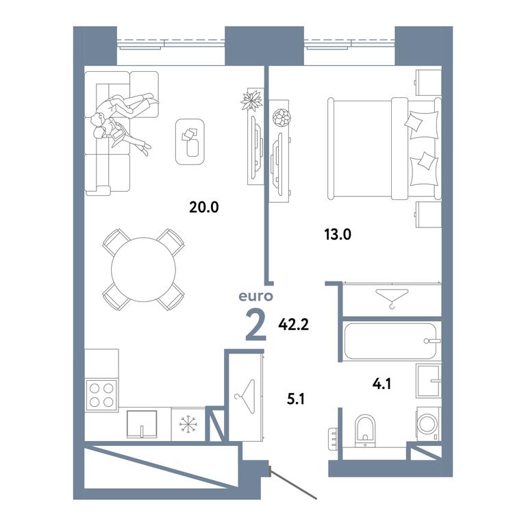 1-BD Apartment Sale, 42.2 sq. m. at Strana.Zarechnaja, Ilovayskaya Street, Moscow, Russia #2 1-BD Apartment Sale, 42.2 sq. m. at Strana.Zarechnaja, Ilovayskaya Street, Moscow, Russia #2
