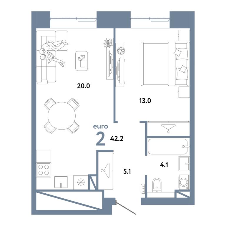 1-BD Apartment Sale, 42.2 sq. m. at Strana.Zarechnaja, Ilovayskaya Street, Moscow, Russia #1 1-BD Apartment Sale, 42.2 sq. m. at Strana.Zarechnaja, Ilovayskaya Street, Moscow, Russia #1