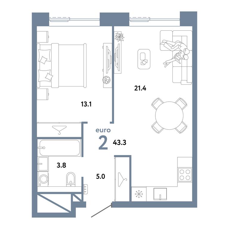 1-BD Apartment Sale, 43.3 sq. m. at Strana.Zarechnaja, Ilovayskaya Street, Moscow, Russia #1 1-BD Apartment Sale, 43.3 sq. m. at Strana.Zarechnaja, Ilovayskaya Street, Moscow, Russia #1