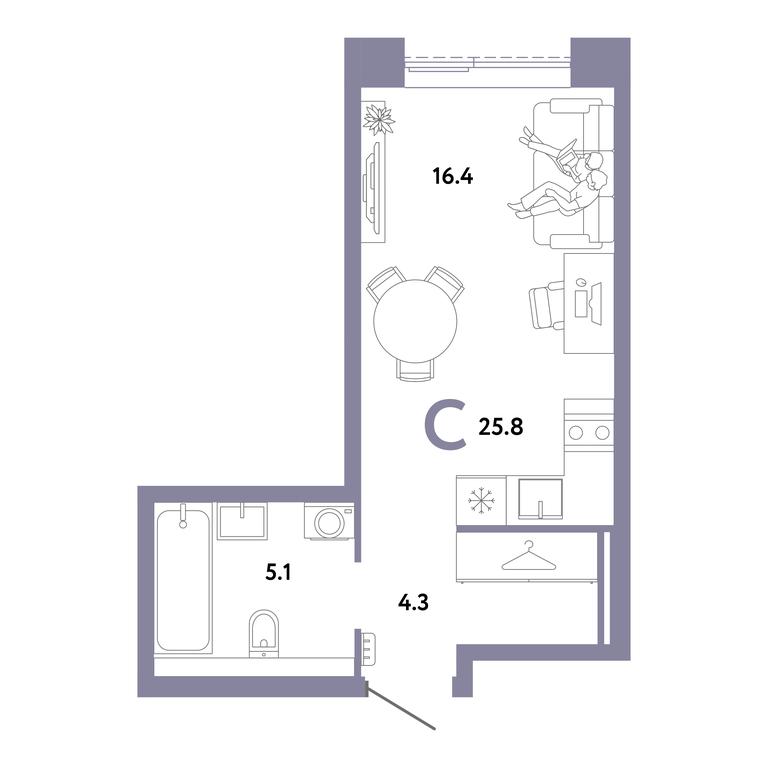 Apartment Sale, 25.8 sq. m. at Strana.Zarechnaja, Ilovayskaya Street, Moscow, Russia #2
