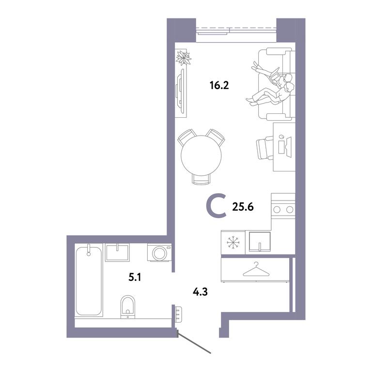 Apartment Sale, 25.6 sq. m. at Strana.Zarechnaja, Ilovayskaya Street, Moscow, Russia #1