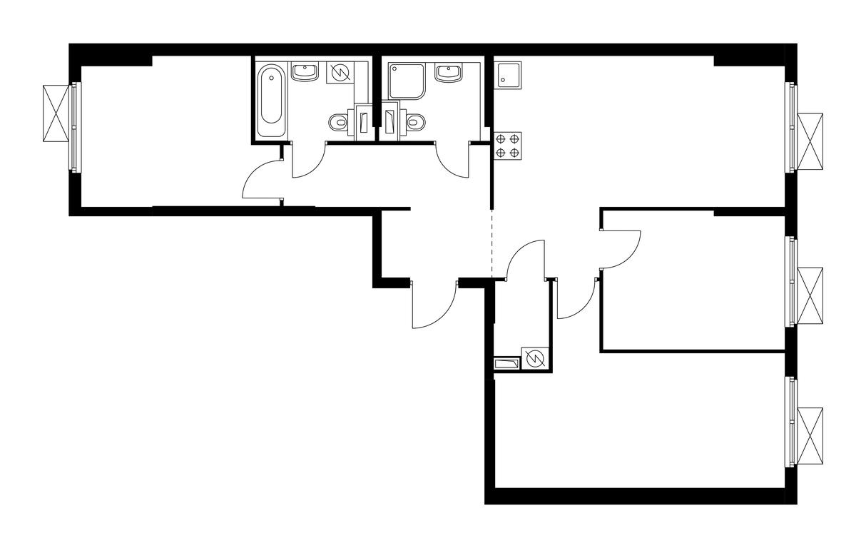 3-BD Apartment Sale, 82.4平方米 at Buninskie Luga, ulitsa Aleksandry Monakhovoy, 88к1, Settlement of Kommunarka, Moscow, Russia #1