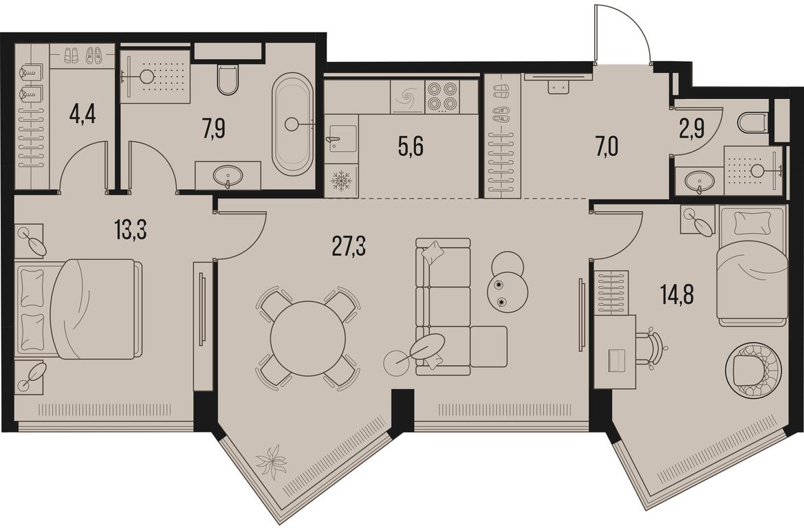 2-BD Apartment Sale, 83.2 sq. m. at High Life, Letnikovskaya Street, 11/10с1, Moscow, Russia #1