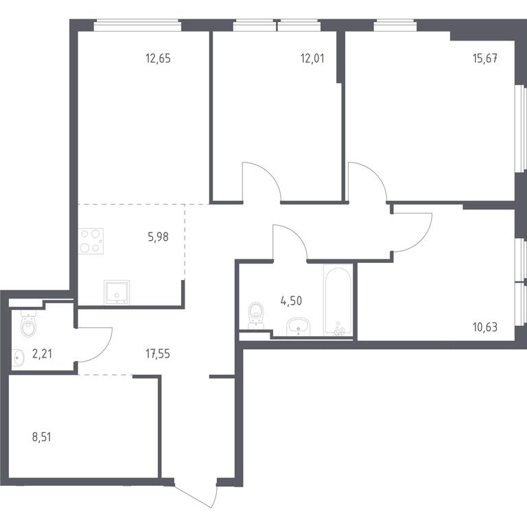 2-BD Apartment Sale, 89.71 sq. m. at Ostafevo, Ostafyevskoe Highway, 12к1, Ryazanovskoe Settlement, Moscow, Russia #1 2-BD Apartment Sale, 89.71 sq. m. at Ostafevo, Ostafyevskoe Highway, 12к1, Ryazanovskoe Settlement, Moscow, Russia #1