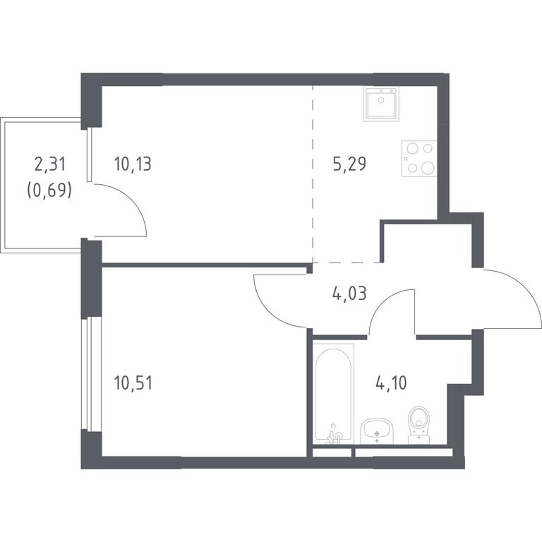 Apartment Sale, 34.75平方米 at Mytishchi Park, Silikatnaya ulitsa, 41к3, Mytischi, Moscow Region, Russia #1