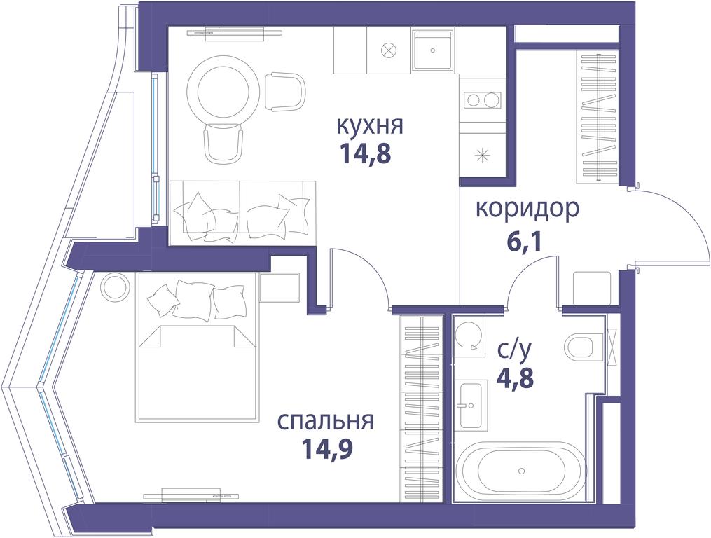 1-BD Apartment Sale, 40.6 sq. m. at Simvol, Nevelskogo Drive, 6к1, Moscow, Russia #1 1-BD Apartment Sale, 40.6 sq. m. at Simvol, Nevelskogo Drive, 6к1, Moscow, Russia #1