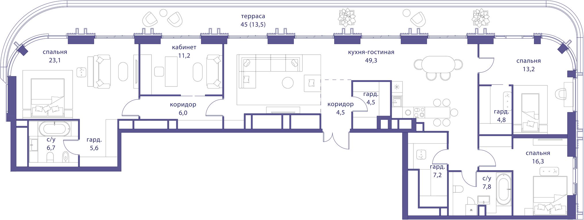 4-BD Apartment Sale, 188.6 sq. m. at Tatarskaya 35, Bolshaya Tatarskaya Street, Moscow, Russia #1