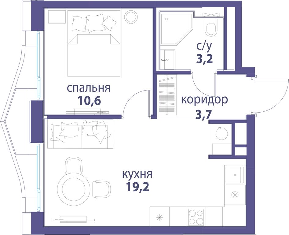 1-BD Apartment Sale, 36.7平方米 at Simvol, Nevelskogo Drive, 6к1, Moscow, Russia #1 1-BD Apartment Sale, 36.7平方米 at Simvol, Nevelskogo Drive, 6к1, Moscow, Russia #1