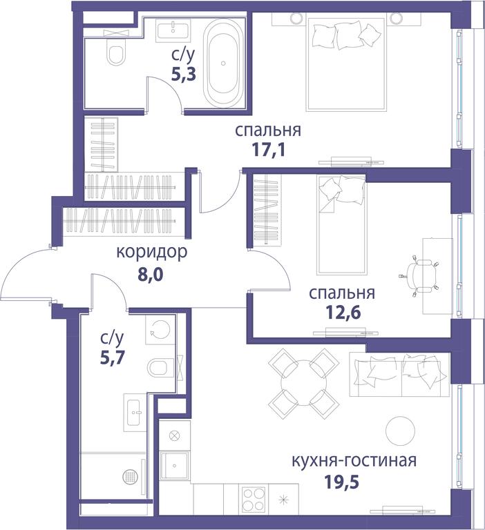Продажа 2-комн. квартиры, 68,2 м² в ЖК «Символ», проезд Невельского, 6к1, Москва, Россия #1 Продажа 2-комн. квартиры, 68,2 м² в ЖК «Символ», проезд Невельского, 6к1, Москва, Россия #1
