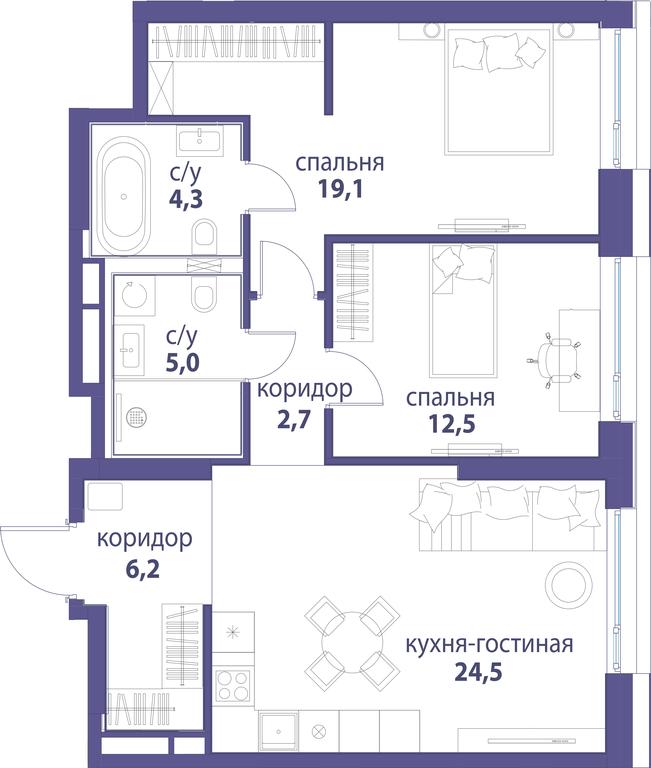 Продажа 2-комн. квартиры, 74,3 м² в ЖК «Символ», проезд Невельского, 6к1, Москва, Россия #1 Продажа 2-комн. квартиры, 74,3 м² в ЖК «Символ», проезд Невельского, 6к1, Москва, Россия #1