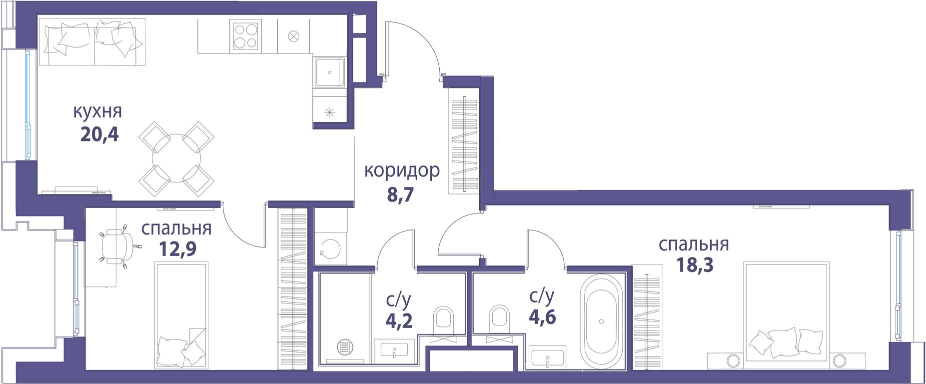 Продажа 2-комн. квартиры, 69,1 м² в ЖК «Символ», проезд Невельского, 6к1, Москва, Россия #1 Продажа 2-комн. квартиры, 69,1 м² в ЖК «Символ», проезд Невельского, 6к1, Москва, Россия #1