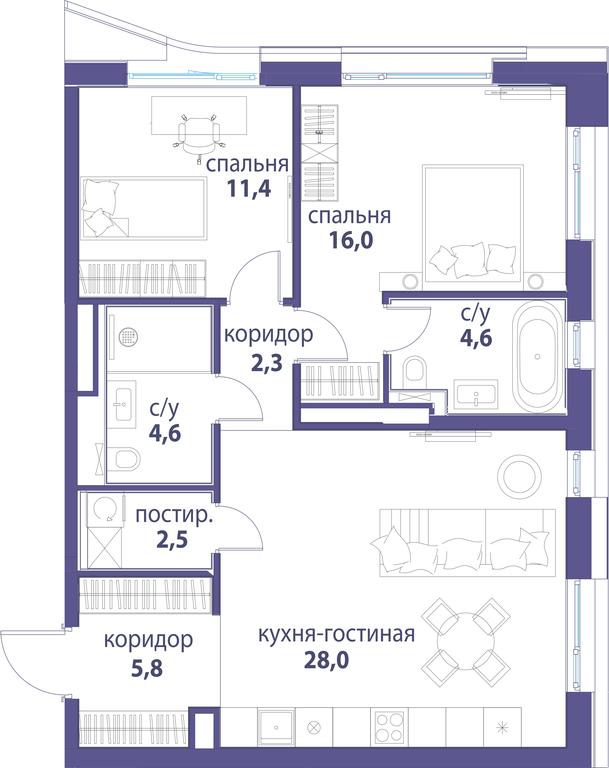 Продажа 2-комн. квартиры, 75,2 м² в ЖК «Символ», проезд Невельского, 6к1, Москва, Россия #1 Продажа 2-комн. квартиры, 75,2 м² в ЖК «Символ», проезд Невельского, 6к1, Москва, Россия #1