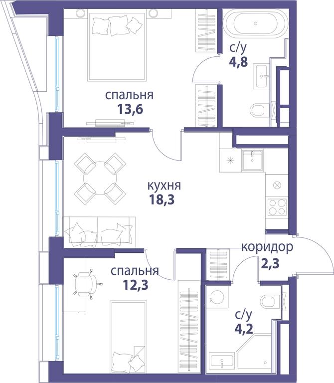 Продажа 2-комн. квартиры, 55,5 м² в ЖК «Символ», проезд Невельского, 6к1, Москва, Россия #1 Продажа 2-комн. квартиры, 55,5 м² в ЖК «Символ», проезд Невельского, 6к1, Москва, Россия #1