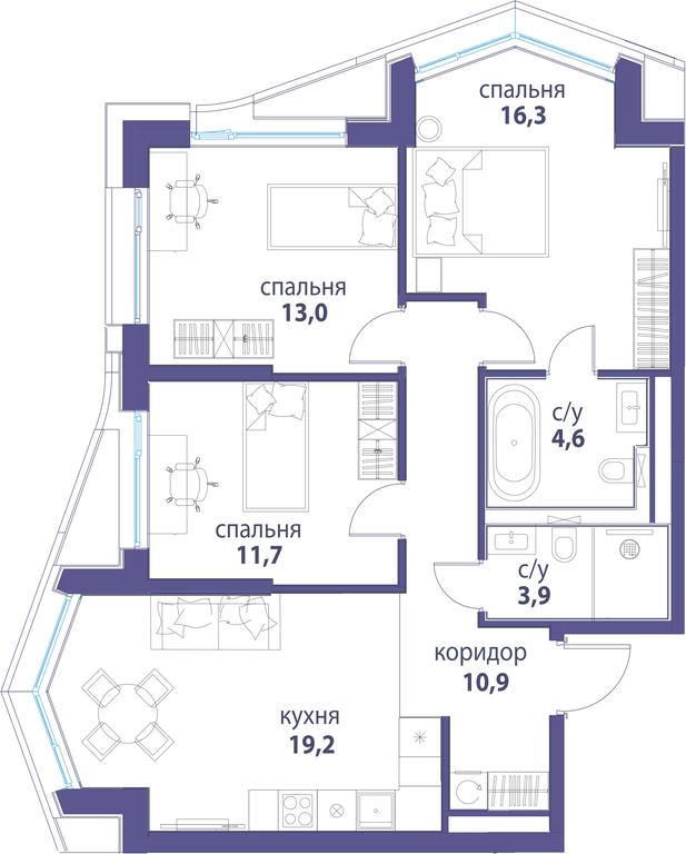 3-BD Apartment Sale, 79.6平方米 at Simvol, Nevelskogo Drive, 6к1, Moscow, Russia #1 3-BD Apartment Sale, 79.6平方米 at Simvol, Nevelskogo Drive, 6к1, Moscow, Russia #1