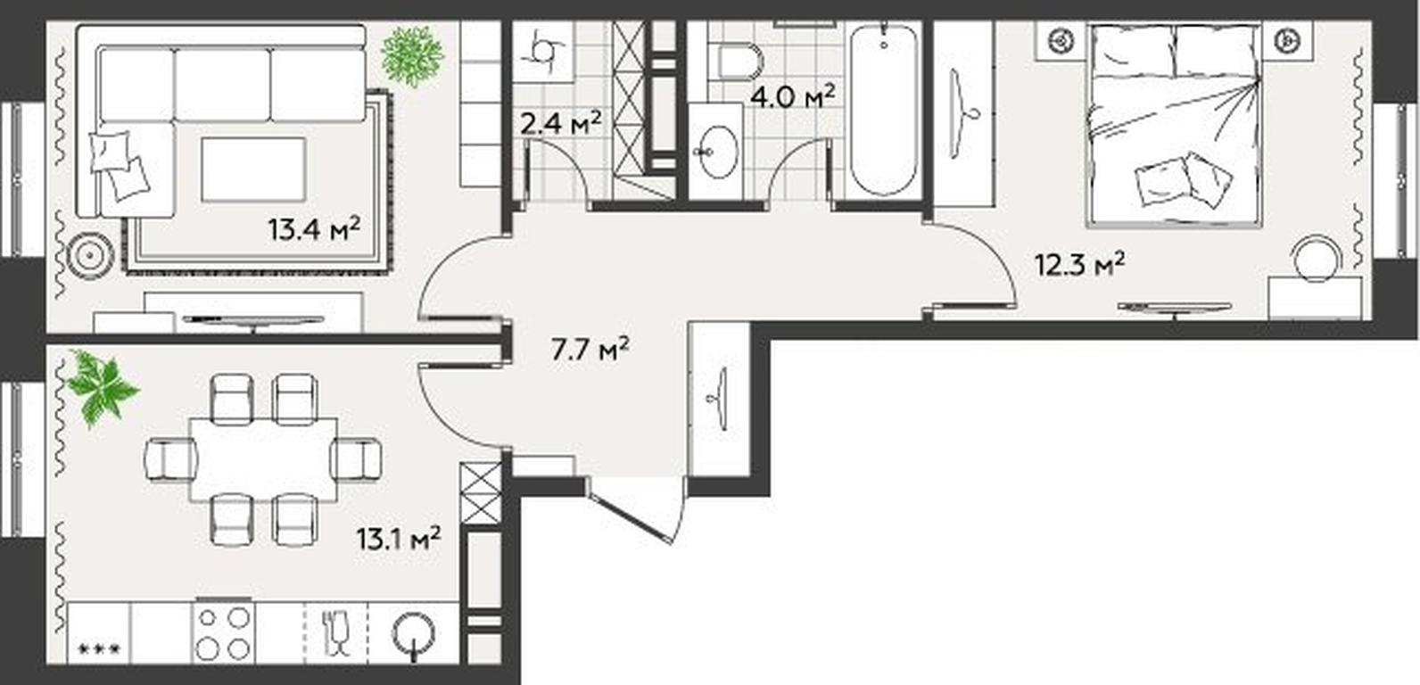 1-BD Apartment Sale, 52.4 sq. m. at Eko Bunino, prospekt Kuprina, 34к1, Sosenskoye Settlement, Moscow, Russia #1