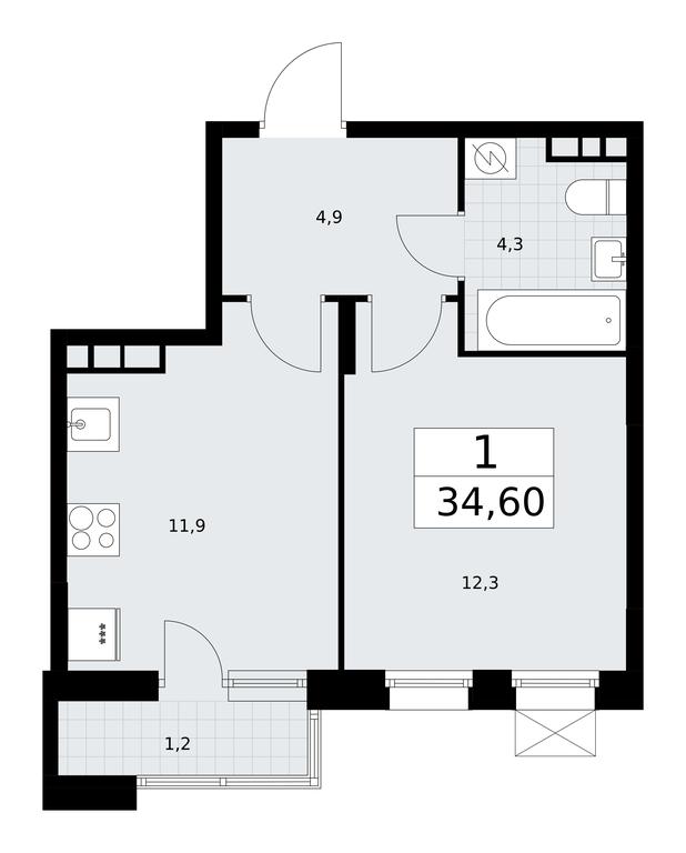 Apartment Sale, 34.4 sq. m. at Buninskie Kvartaly, Akademika Semyonova Street, 22, Moscow, Russia #2 Apartment Sale, 34.4 sq. m. at Buninskie Kvartaly, Akademika Semyonova Street, 22, Moscow, Russia #2