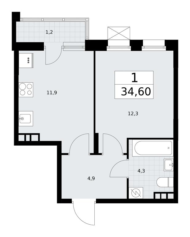 Продажа квартиры, 34,4 м² в ЖК «Бунинские кварталы», улица Академика Семёнова, 22, Москва, Россия #1 Продажа квартиры, 34,4 м² в ЖК «Бунинские кварталы», улица Академика Семёнова, 22, Москва, Россия #1