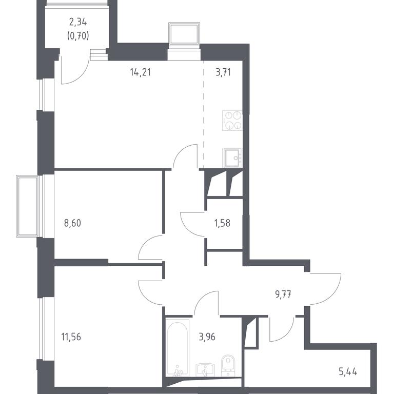 1-BD Apartment Sale, 59.53 sq. m. at Dolina Yauzy, Trudovaya Street, 23, Mytischi, Moscow Region, Russia #1 1-BD Apartment Sale, 59.53 sq. m. at Dolina Yauzy, Trudovaya Street, 23, Mytischi, Moscow Region, Russia #1