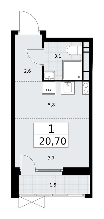Apartment Sale, 20.7平方米 at Buninskie Kvartaly, Akademika Semyonova Street, 22, Moscow, Russia #2
