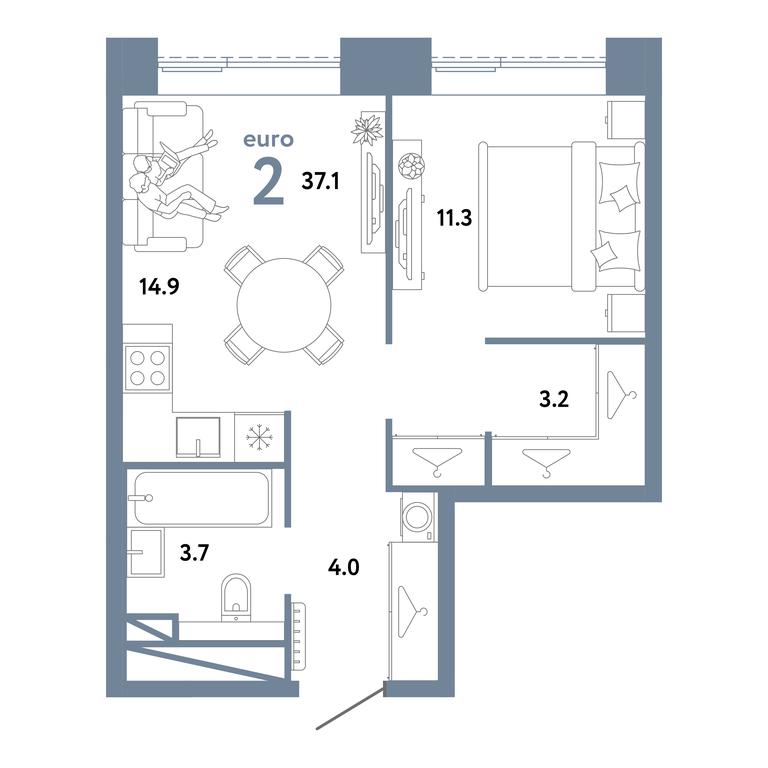 1-BD Apartment Sale, 37.1 sq. m. at Strana.Zarechnaja, Ilovayskaya Street, Moscow, Russia #1
