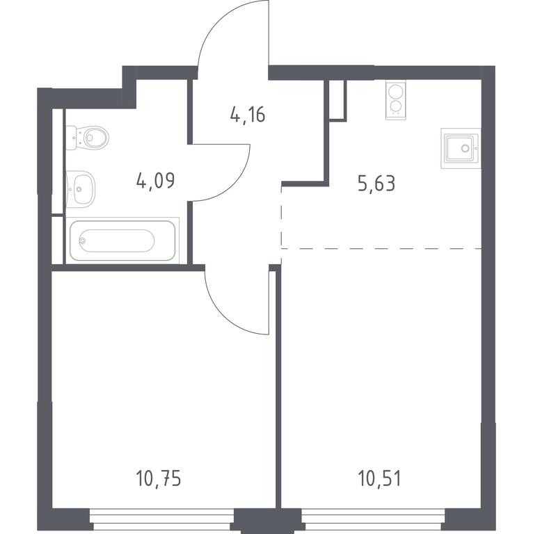 Apartment Sale, 35.14 sq. m. at Kosmicheskiy kvartal, M.K. Tikhonravova Street, Yubileyniy Microdistrict, Korolyov, Moscow Region, Russia #1