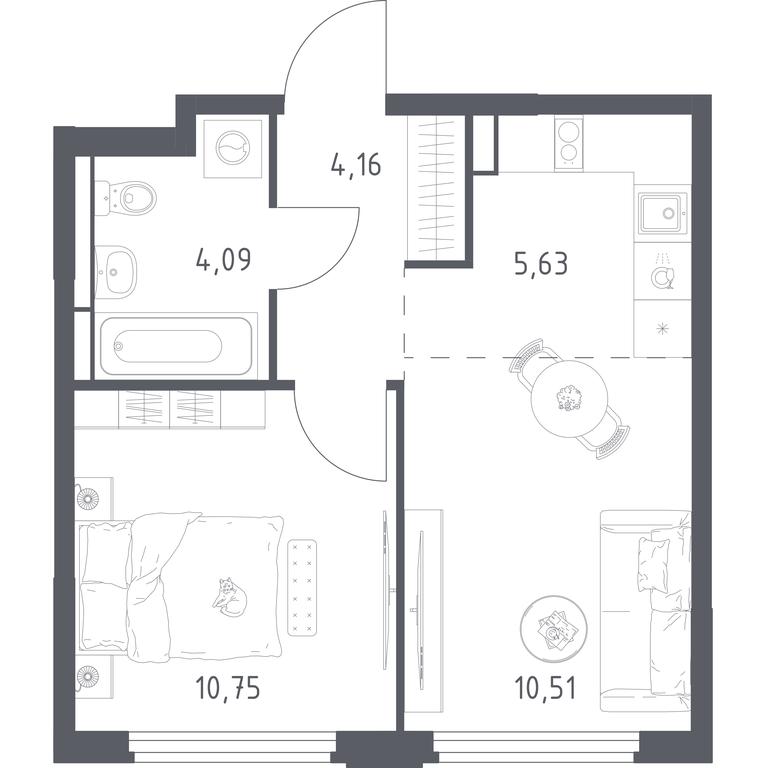 Apartment Sale, 35.14 sq. m. at Kosmicheskiy kvartal, M.K. Tikhonravova Street, Yubileyniy Microdistrict, Korolyov, Moscow Region, Russia #2