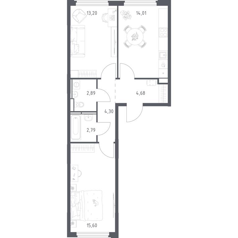 1-BD Apartment Sale, 57.47 sq. m. at Kosmicheskiy kvartal, M.K. Tikhonravova Street, Yubileyniy Microdistrict, Korolyov, Moscow Region, Russia #2 1-BD Apartment Sale, 57.47 sq. m. at Kosmicheskiy kvartal, M.K. Tikhonravova Street, Yubileyniy Microdistrict, Korolyov, Moscow Region, Russia #2