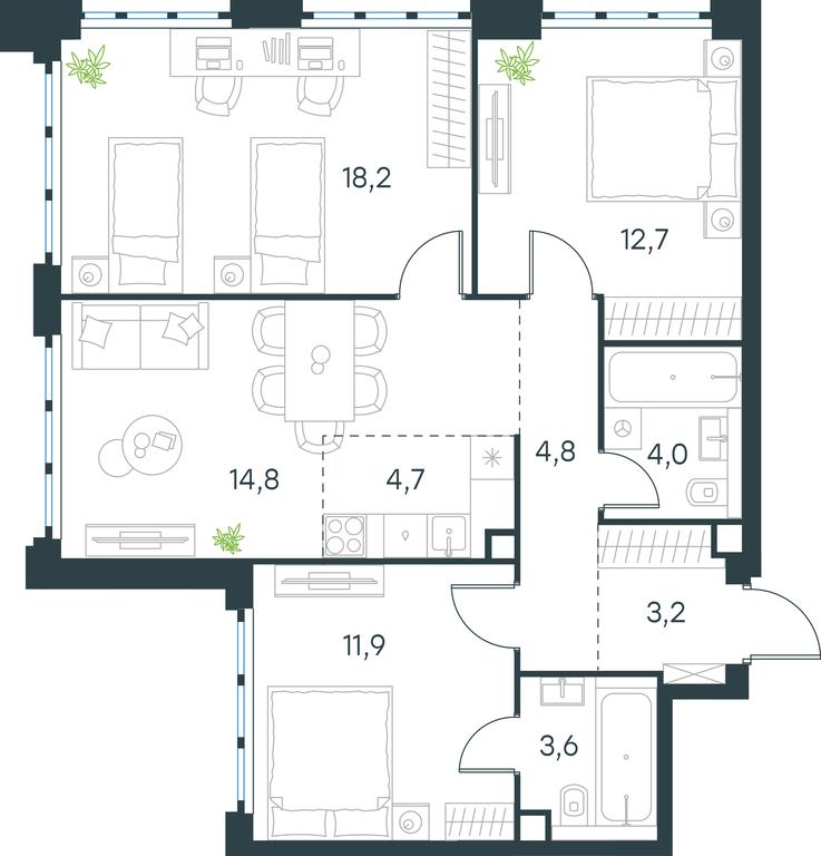 3-BD Apartment Sale, 77.9平方米 at Level Yzhnoportovaya, Yuzhnoportovaya Street, 28Ас17, Moscow, Russia #1 3-BD Apartment Sale, 77.9平方米 at Level Yzhnoportovaya, Yuzhnoportovaya Street, 28Ас17, Moscow, Russia #1