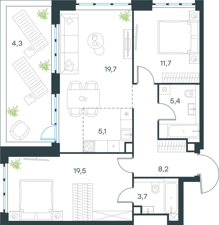 2-BD Apartment Sale, 77.6平方米 at Level Yzhnoportovaya, Yuzhnoportovaya Street, 28Ас17, Moscow, Russia #2 2-BD Apartment Sale, 77.6平方米 at Level Yzhnoportovaya, Yuzhnoportovaya Street, 28Ас17, Moscow, Russia #2