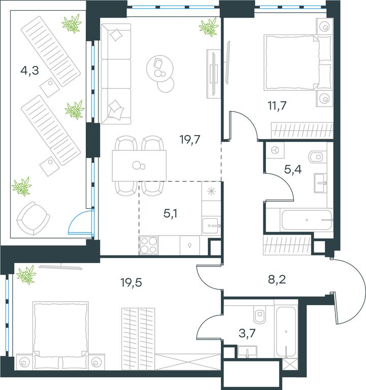 2-BD Apartment Sale, 77.6平方米 at Level Yzhnoportovaya, Yuzhnoportovaya Street, 28Ас17, Moscow, Russia #1 2-BD Apartment Sale, 77.6平方米 at Level Yzhnoportovaya, Yuzhnoportovaya Street, 28Ас17, Moscow, Russia #1