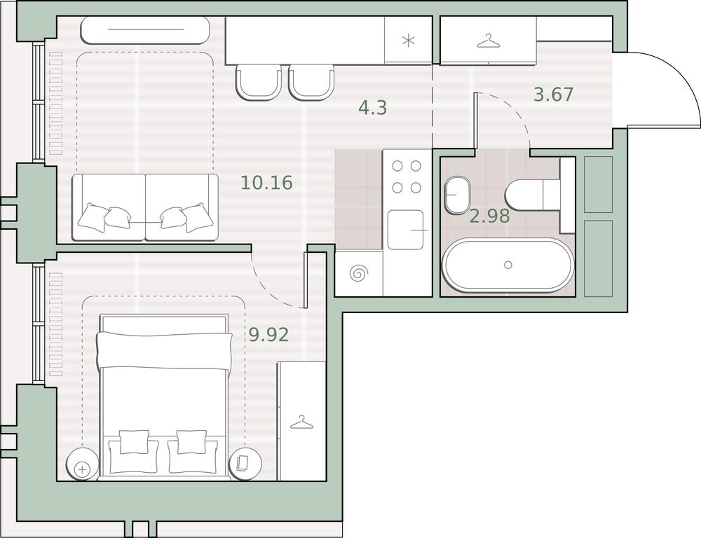 1-BD Apartment Sale, 31.03 sq. m. at Sreda na Kutuzovskom, Ivana Franko Street, Moscow, Russia #1